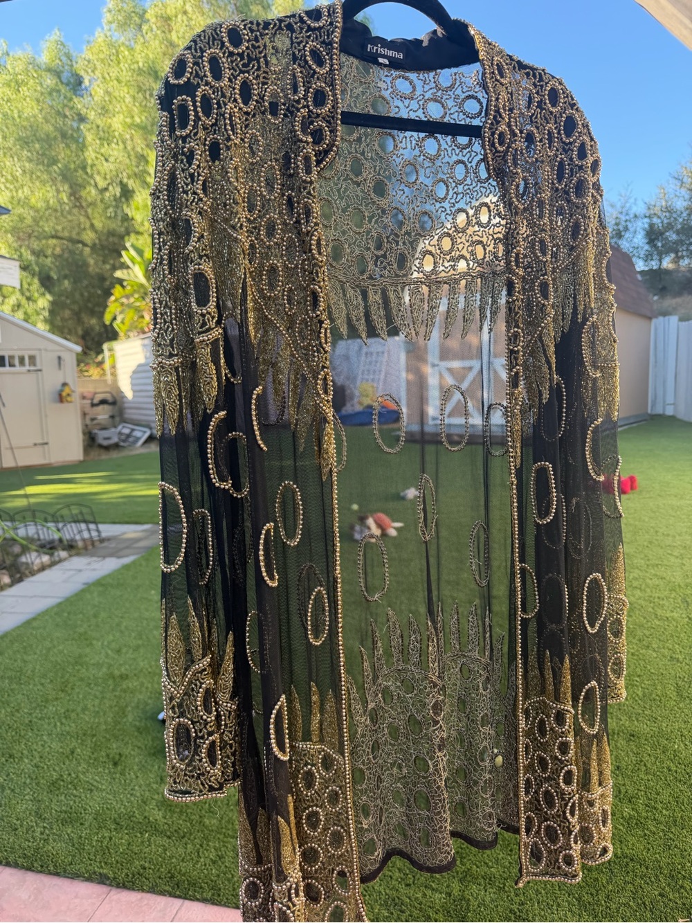 Vintage 80’s Gold Beaded Sheer long duster